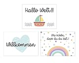 Glückwunschkarten Geburt Postkarten Klappkarten bunte Motive Jungen Mädchen Grußkarten Glückwunsch (Postkarten)