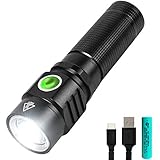 USB AUFLADBAR Taschenlampe，LED Taschenlampe，800 Lumen,5 Licht-Modi mit Memory Funktion, Professionelle Hochwertige usb Wiederaufladb
