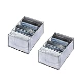 Yinuoday 2 Stück Kleiderschrank Kleider-Organizer, 7 Fächer, Nylon-Netz, faltbare Schublade, Kleideraufbewahrung Organizer für Kleidung, waschbare Kleidung