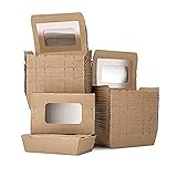 LOMOFI Lebensmittelbox mit Sichtfenster 17oz Recycelbar Schachteln Kraftkarton Snackboxen,50 Stück Auslaufsicher Anti-Fett Take Away Box,Kartonschachtel für Verschiedene Lebensmittel, Salate, N