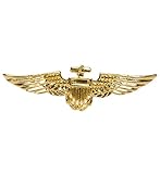 shoperama Goldenes Fliegerabzeichen Brosche Aviator Stewardess Pilot Abzeichen Ansteck