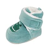 Matt Keely Baby Jungen Mädchen Cartoon Anti Rutsch Weiche Sohle Dicke Hausschuhe Booties Säugling Krippe Schuhe für Kleinkind Crawler Winterstiefel mit Plüschfutter, grün, 6-12 M