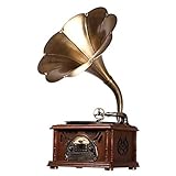 Music Box Vintage Retro Classic Grammophon Phonograph Form Stereo-Lautsprecher Soundsystem Music Box Audio Blue Tooth Aux-In-Laufwerk mit 40-W-Lautsprecher für Unterhaltung zu Hause Dek