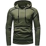 Nileco Herren Casual Hoodie,Langarm Kordelzug Sweatshirt Sportliche Pullover mit Kängurutasche,Man Lightweight Herbst Jumper Top-Grün Xx-Larg