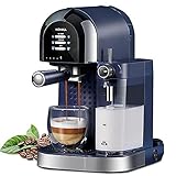 GXLO 3 IN 1 Espresso-Kaffeemaschine Dampfer Espressokocher mit eingebautem leistungsstarkem Milchaufschäumer One-Touch Latte & Capp