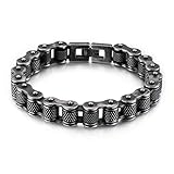 HFDDF Minimalist Titan Stahl Armband, Herren Fahrradkette Armbänder, Handgelenk Poliert Panzerkette Kettenarmband Biker Für Männer Damen, Black