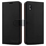 iCatchy Schutzhülle für Alcatel 1B (2020), Leder, Brieftaschenformat, Schw