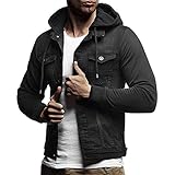 Kanpola Herren Kapuzenjacke mit Reißverschluss Kapuzenpullover Sweatshirt mit Kapuze Mantel Outwear Zip Sweatjacke Jeanshemd Kapuzensweatshirt Sportjack