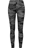 Urban Classics Damen und Mädchen Camo Leggings, lange Camouflage Sporthose für Frauen, Yogahose, dark camo, L