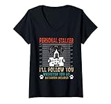 Damen Personal Stalker Dog Great Dane I Will Follow You Dog Lover T-Shirt mit V