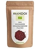 Mandoi BIO schwarze Johannisbeere Pulver, 100g. Fruchtpulver aus 100% Johannisbeeren ohne Zusätze, black currant pow