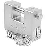 Kurtzy Vorhängeschloss Belastbar 1kg mit 5 Schlüssel – Schloss aus Gehärtetem Edelstahl Massiv Monoblock Hängeschloss – Bügel 12mm Dick – Sicherheitsschloss für Garage, Container, Schuppen, Tor, Lag