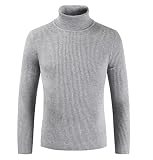 Zytyeu Strickwaren Herren Streifen Hoher Kragen Einfach Basic Herren Langarm Pullover Warm Bequemer Winter Neue Herren Strickpullover Herren Sweater CB-Grey1 M