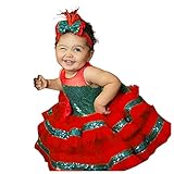 Weihnachtskleidung Kinder Lustig Ärmellos Pailletten Weihnachten Festliche Knielang Abendkleid Weihnachtskleid Kinder Tütü Partykleid Mädchen 110 Weihnachtsfeier Outfit(6 Monate-4Jahre)