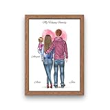 Familie mit Kind auf dem Arm Memory Poster | Personalisiertes Geschenk für Familie mit einem Kind (DIN A4)