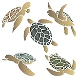 Stencils for Walls: Turtles Schablone 21,6 x 21,6 cm (L) – Meer Ozean Nautische Küste Riff gefährdete Schablonen für Malvorlag