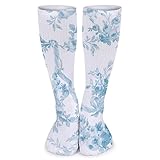 Rococo Rose Swag Aqua Herren-Socken, feuchtigkeitsableitend, atmungsaktiv, bequem, lässig, Crew-Socken, Multi-Performance-Walking-Sock
