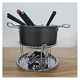 ZHANGZHI Edelstahl Fondue Topf Set Sahne Schmelzentopfkäse Fondue mit Gabeln Schokolade Schmelzofen Eis Creme Hot Pot (Color : Black Non stick)
