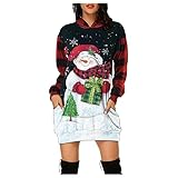Weihnachtspullover Damen Weihnachtskleid Sexy Elegants Party Kleider Weihnachten Kostüm Cartoon Drucken Langarmshirt Lässig Locker Sweatshirt Winterkleid Abendkleid Minikleid Festliche Geschenk
