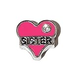 Sister ', in Herzform, mit rosa Stein, schwimmend 9 mm, passend für Living Speicher und Origami Eule Stil Owl Zahndose/H