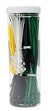Kopp Kabelbinder-Set in Box, 300 Stück, 150 St. 200 x 4,8 mm und 150 St. 100 x 2,5 mm, weiß, schwarz und grün, 324601099