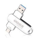 USB C Stick 32GB, KROCEUS USB C Flash Laufwerk 2 in 1 USB 3.0 Speicherstick Tragbarer OTG 32GB Type C Memory Stick USB-Sticks Metallkappe für Smartphone, Tablet, Computer, Notebook (Silber)