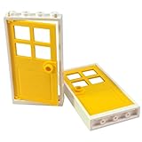 LEGO Bricks Bilderrahmen mit Tür, 1 x 4 x 6 cm, Weiß / Gelb, 2 Stück