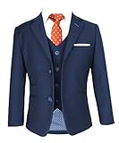 Herren Slim Fit Marineblau Anzug Hochzeit Business Formal 3 Stück Set, marineblau, 44