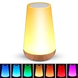 Touch Tischlampe, Dimmbar Nachttischlampe mit Warmweißem Licht, USB Aufladbar LED Nachtlicht mit RGB Farbwechsel, Tischlampen für Schlafzimmer Wohnzimmer und Bü