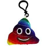 Emoji Schlüsselanhänger Kackhaufen REGEBOGENFARBEN Smiley aus Plüsch hochwertige Emoticon Anhänger mit Karabiner-Haken von wortek Kackhaufen Regenbogenfarb