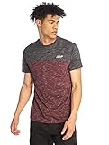 Southpole Herren Color Block Tech Tee T-Shirt, Marled Burgundy, M
