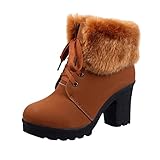 RTPR Winterstiefel Damen Stiefel Mit Absatz Stiefeletten Warme Gefüttert Frauen Winterboots Schlüpfen Boots Wildleder Elegant,Damen Gefüttert Warm Winterstiefel W