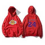 NBA. Los Angeles Lakers Nr. 24 Kobe Bryant Hoodie, Basketball Trainingsjacke (dünner Stil) Hip Hop Mode Basketball Hoodie genäht Kapuzenshirt for Bryant Fans (Color : Red, Size : M)