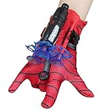 teyiwei Launcher Handschuhe für Spinne-Mann Kinder Kunststoff Cosplay Handschuh Hero Launcher Handgelenk Spielzeug Set Super Spiderman Kostüm Requisiten Spinne-Mann Shooter Kinder Lernspielzeug (Rot)