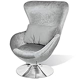 vidaXL Sessel Ei-Form Silbern Drehsessel Loungesessel Clubsessel Relax