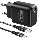 JOOMFEEN Quick Charge 3.0 USB Ladegerät mit USB Type C Ladekabel 2M, 18W QC 3.0 ladegeraet Schnellladegerät USB Netzteil für Samsung Galaxy S20/S10/S9/S8/Note 20/10/9/8,Huawei P40/P30/P20,Xiaomi R