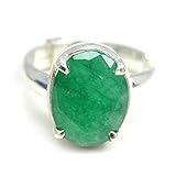 jewelryonclick Smaragd Edelstein 4,5 Karat echtem Natur 92,5 Sterling Silber Verstellbarer Ring