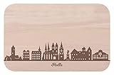 Frühstücksbrettchen Halle mit Skyline Gravur - Brotzeitbrett & Geschenk für Halle an der Saale Stadtverliebte & Fans - ideal auch als S