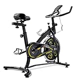 Heimtrainer, Einstellbarer Widerstand des Spinning Bikes, Indoor Aerobic Fahrradtrainer, Indoor-Fahrrad mit LCD-Display, Für Jung und Alt geeignet,Gelb