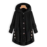 Bluelucon Damen Plüschmantel Winter Hooded Teddy Fleece Mantel Warme Coat Winter Panda Hoodies Tops Kapuzenpullover mit Katze Ohren Hoodie Sweatshirt Cat Druck Oberteile Kapuzenjacke W
