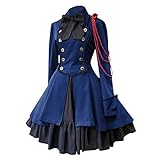 Baiomawzh Damen Punk Lolita Kleid Steampunk Gothic Kostüm Kleider Vintage Mittelalter Renaissance Kleidung Festival Karneval Cosplay Princess Rokoko Party Abendkleid Elegant R