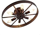 LANTING Retro Deckenlampe Rad Deckenleuchte Industrial Vintage Schlafzimmer Wohnzimmer Lampe 6 Flammig Kronleuchter aus Eisen für Restaurant Hotel Cafe Deckendeko Rund Ø46cm E14 Fassung max 60W,R