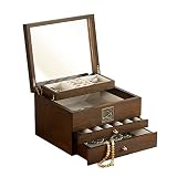 JIAQUAN-SHOP Schmuckorganisator Luxus-Holz-Schmuckkasten aus Holz Samt Halskette Ring Ohrring Watch Organizer Schmuck Aufbewahrungstasche Schatulle Schmuck
