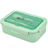 DERU Brotdose, Lunchbox, Auslaufsichere Lunch-Boxen Kinder und Erwachsene, Bento Lunch Boxen mit Besteck und 3 Fächern, Mikrowelle Heizung, Für Schule, Arbeit, Picknick Reisen, B