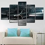 ZHRMGHG 5 Teilig Leinwand Wanddeko R8 V10 Schwarzes Superauto Gerahmt Malerei Leinwanddrucke Geschenk 5 Stück Leinwand Bilder Moderne Wandbilder XXL Wohnzimmer Wohnk