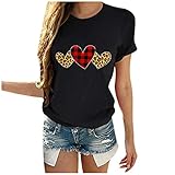 Tshirt Damen Valentinstag Motiv Shirts Kurzarm Sommer Sweatshirts Tunika T-Shirt Gnome Drucken Damentop Vintage Shirts Valentinstag Blouse Valentine'S Day Oberteile S