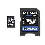 MEMZI Pro 64 GB Speicherkarte kompatibel mit Samsung Galaxy A72, A52, A32, A02s, M12 Handys - microSDXC 100 MB/s Class 10 A1 V30 mit SD-Adap