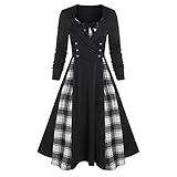 Baiomawzh Damen Übergroßes Gothic Kleid Festlich A-Linie Kleid Steampunk Mittelalter Kleid Langarm Elegant Spitzen Kleider Karneval Weihnachten Kostüm Maxik