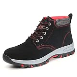 Arbeitsschuhe Herren Damen Sicherheitsschuhe Stahlkappe Sportlich rutschfeste Bequeme Sicherheitsstiefel Rot EU 38