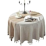 DFDG Tischdecke aus Baumwolle und Leinen Nordic runde Tischdecke Wohnzimmer Couchtisch Esstisch Matte Urlaub Party Dekoration Tischdeck